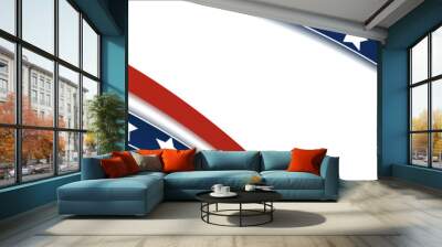 American blue and red banner background template. American nation banner with national flag Independence and freedom vector. USA country day celebration. Patriotic background with waving American flag Wall mural