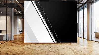 Black and white shiny line abstract banner design. Elegant wavy vector background. High contrast black and white glossy stripes. Abstract tech graphic banner design. Vector corporate background Wall mural