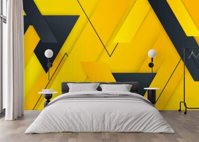 Black and yellow corporate tech vector striped design. Modern black and yellow abstract background. Wall mural