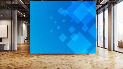 Blue abstract vector business long banner template. Business minimal background with square triangle frame border Wall mural