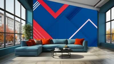 Blue red abstract banner background with stripes lines and geometric element shapes design. Abstract red blue background vector illustration Wall mural