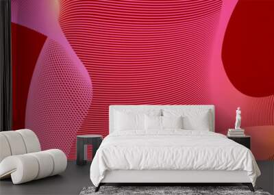 Futuristic technology digital abstract red colorful design banner. Abstract red banner background with particles and wave shapes. Vector abstract graphic design banner pattern background web template. Wall mural