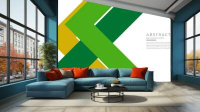 Green yellow arrow triangle shapes on white background. Modern corporate concept presentation design Wall mural