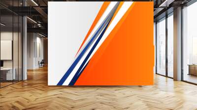 High contrast blue and orange white glossy stripes. Abstract tech graphic banner design. Vector corporate background Wall mural