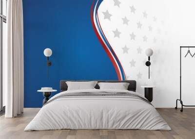 Independence day abstract background with elements of the american flag in red and blue colors Wall mural