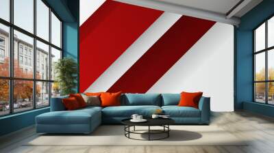 Modern abstract white and red background with 3D Overlap layers effect Wall mural