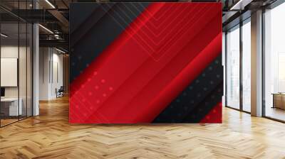 Modern black and red abstract background. Abstract background with modern contrast color for presentation design, flyer, social media, web, tech banner. Vector graphic design pattern web template. Wall mural