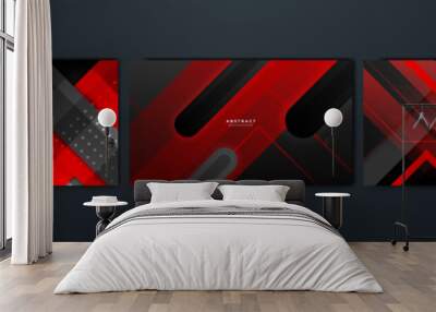 Modern black and red abstract background Wall mural