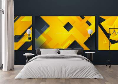 Modern black and yellow background. template corporate concept yellow black grey and white contrast background. Wall mural