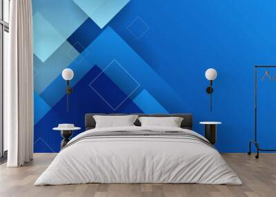 Modern business geometric background with blue polygons vector. Bright navy blue dynamic abstract vector background with diagonal lines. Light blue abstract background Wall mural