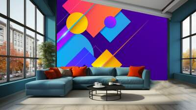 Modern colorful abstract background with geometric shapes, lines and waves Wall mural