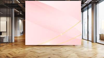 Modern light pink and gold abstract background. Abstract geometric shape pink gold background with light and shadow 3D layered for presentation design. Wall mural