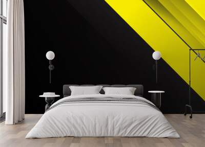 Modern simple light yellow stripes on black background for wide banner Wall mural