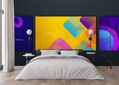 Set of abstract background with colorful geometric shapes Wall mural