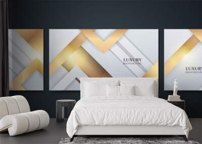 Set of modern elegant luxury white and gold abstract design background. Vector abstract graphic design banner pattern presentation background web template. Wall mural