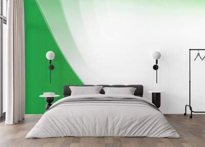 Simple green white presentation background. Modern flat green gradation. Wavy background Wall mural