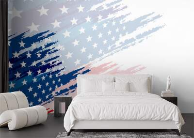 USA flag vector american national symbol of united states with stars stripes illustration freedom independence set of flagged patriotic emblem isolated on white background Wall mural