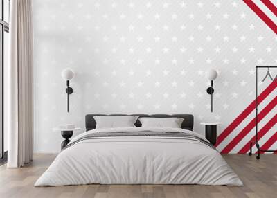 Waving American Stars and Stripes made in two colors isolated on white Wall mural