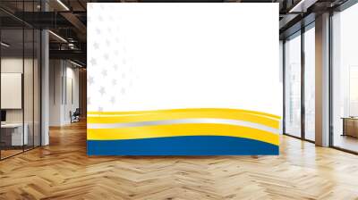 Yellow and blue white background with stripes. Vector abstract background texture design, bright poster. Abstract background modern hipster futuristic graphic. Multi-layer effect with texture. Wall mural