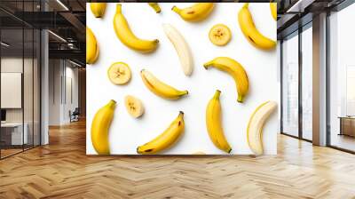 Banana set isolated on white background, full depth of field Wall mural