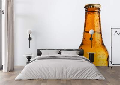 Glass bottle of cold beer on a white background. Wall mural