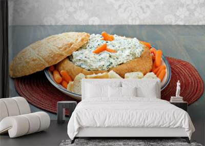 Spinach Dip in Round Loaf of Bread Wall mural