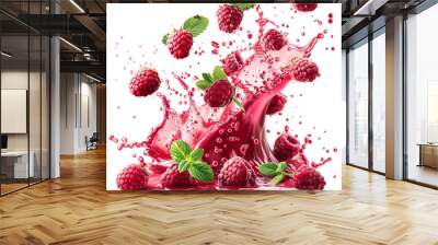 Falling Fresh Raspberry png Wall mural