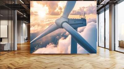 Wind Turbine at Sunrise -Generative AI Wall mural