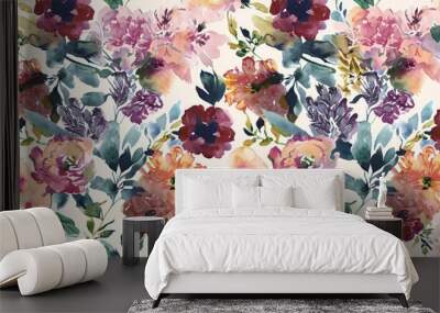 Seamless watercolor floral print Wall mural