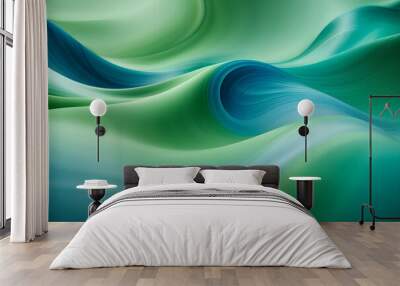 Abstract background with a calming and soothing effect, blending gentle curves and tranquil shades of blue and green. AI Generated. Wall mural