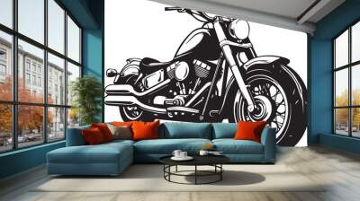 Motorcycle silhouette black and white vector Wall mural