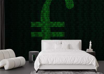 Silhouette of ponds symbol from binary digits Wall mural