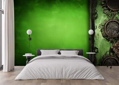 bright green background with old black and light shading border Wall mural