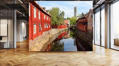 View of the Svarta river in downtown Vasteras. Wall mural