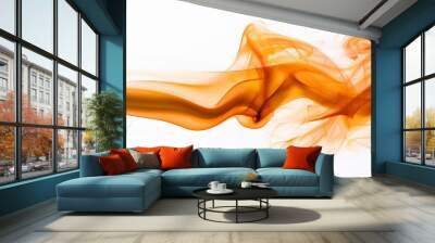 realistic orange smoke isolated on white Wall mural