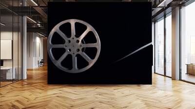 Movie film reel on dark Wall mural