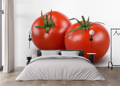 Two tomatoes isolated on white background. with clipping path. Wall mural