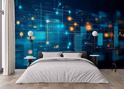 Abstract Network and Data Flow Visualization Wall mural