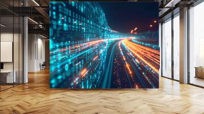 Digital data highways Wall mural