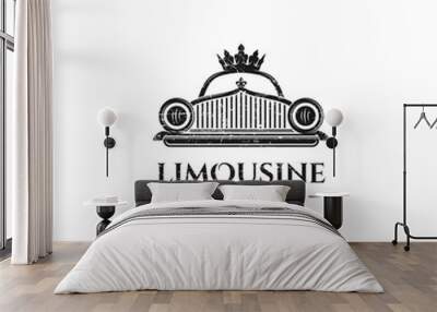 limousine car and crown illustration for luxury limousine rental business logo Wall mural