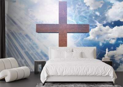 Cross in light Wall mural