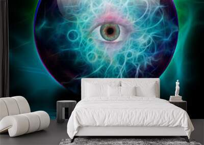 Crystal ball with all seeing eye Wall mural