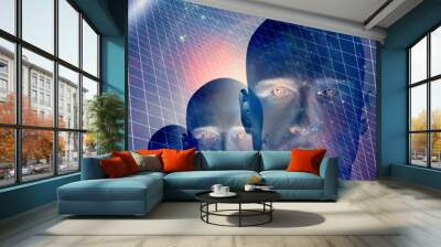 Male figurte with space and grid Wall mural