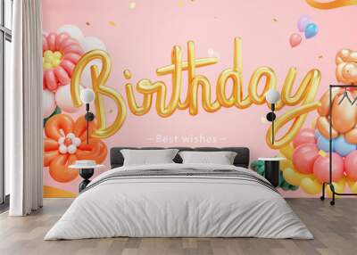 3D birthday balloon banner Wall mural