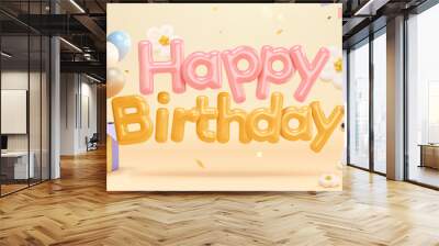 3D lovely birthday balloons banner Wall mural