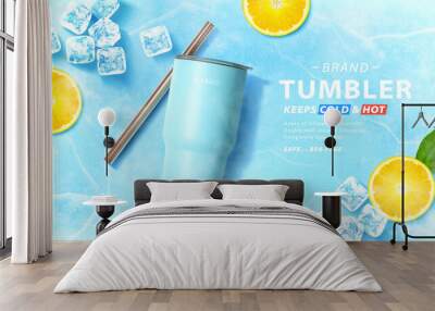 Blue tumbler banner ad Wall mural