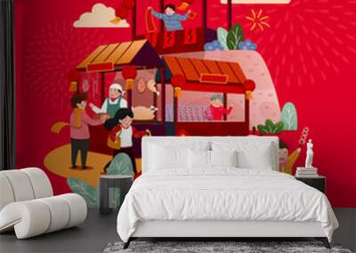 Chinese new year shopping poster Wall mural