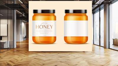 Honey jars with labels Wall mural