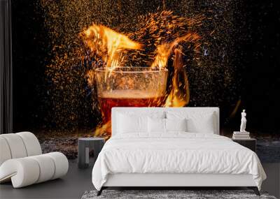 Cranberry drink with fire Wall mural