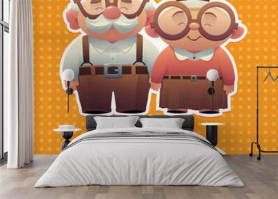 Happy grandparents day background with grandmother and grandfather vector Wall mural